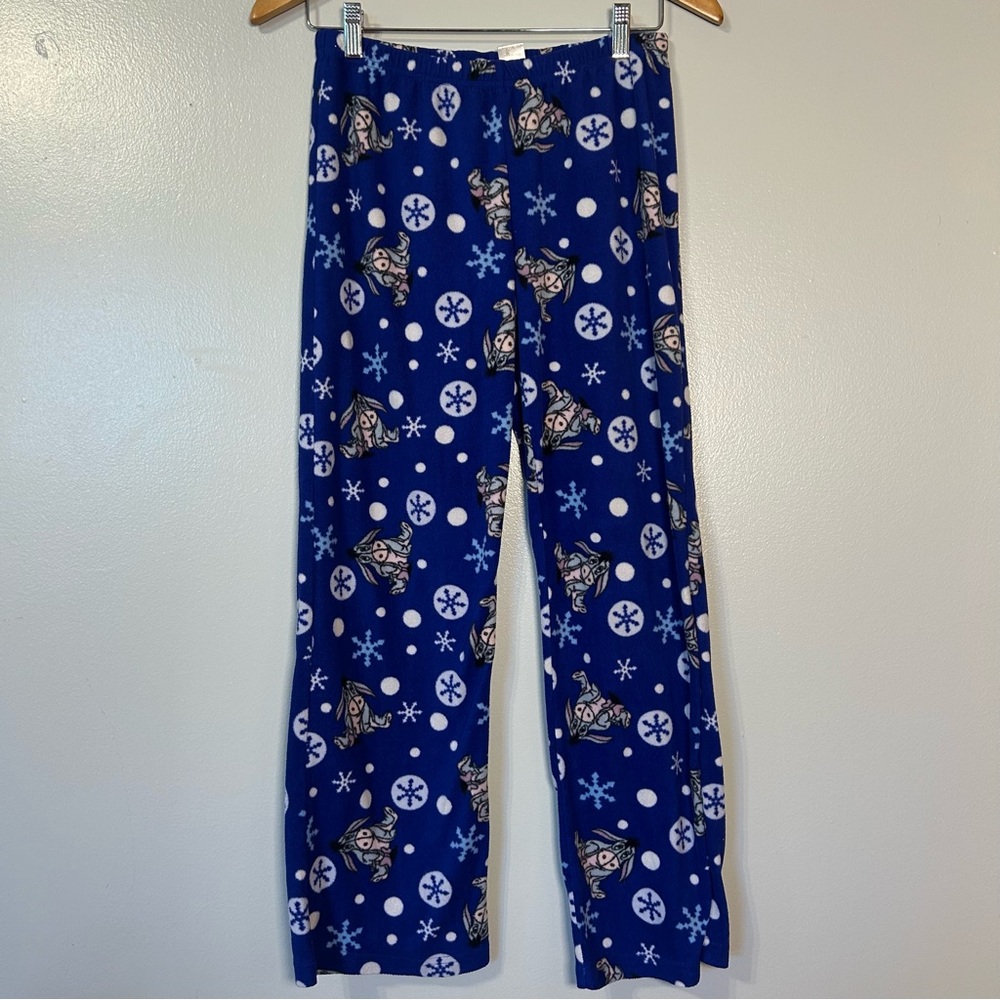 Disney Womens Eeyore Blue Christmas Pajama Pants Size Medium Polyester Soft Cozy